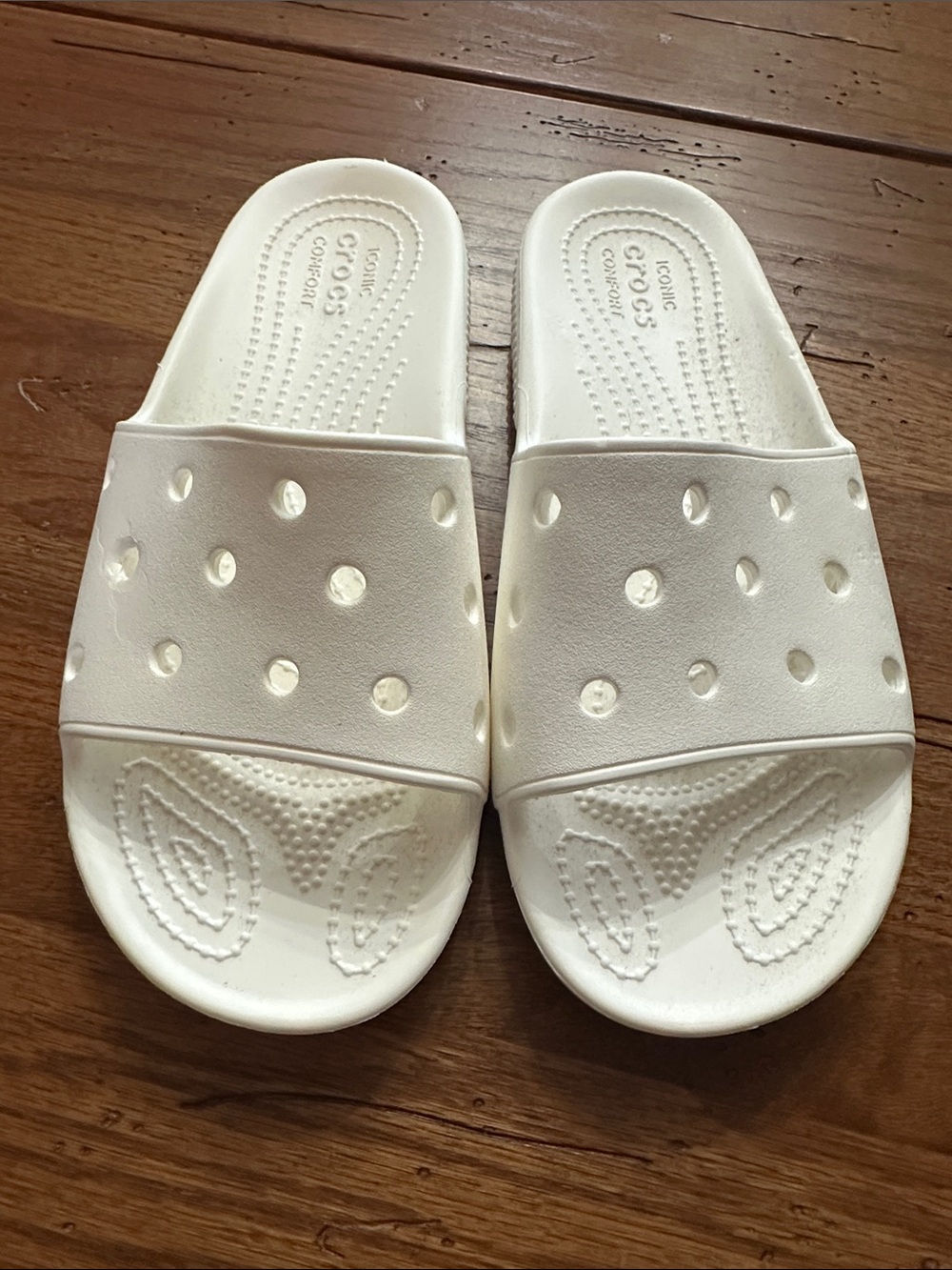 CROCS Women's White Slide Sandals- Size 9
